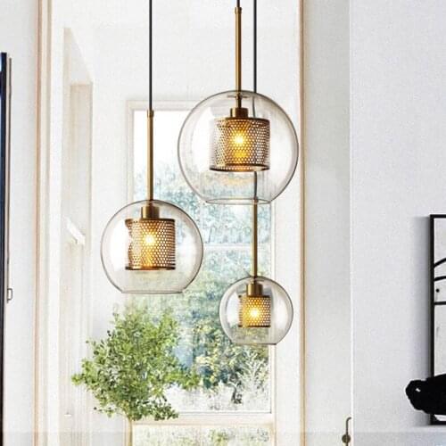Modern Loft Pendant Lights Nordic Glass Ball Hanging Lamp for Dining Room Restaurant Bedroom Home Decor Kitchen Lighitng Fixture