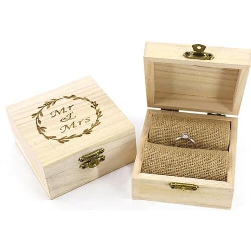 Wedding Supplies Fashion Rustic Wedding Wood Romantic Ring Box Holder Mr Mrs Letter Wedding Ring Bearer Box Jewelry Case