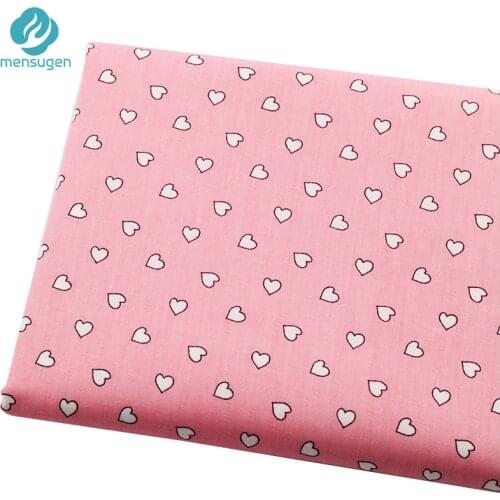 Fabric Meter Pink with White Hearts Cotton Fabrics for Girls Dresses Skirts Baby Crib Nest Blankets DIY Patchwork Sewing Cloth