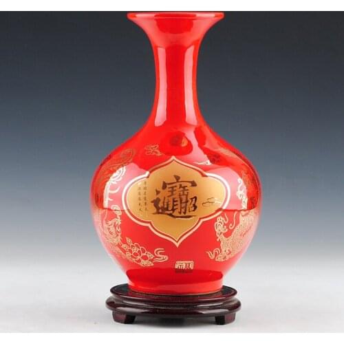 Home decorates derlook swedding gift Ceramics red vase
