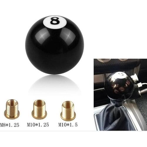 Universal Pearl Shift Knob For Gear Shifter Selector Black 8 Ball Car Shift Knob Head With 3 Adapters