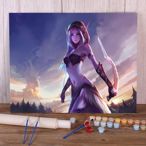 World Of Warcraft DIY Painting By Numbers Kit Acrylic Paints 40*50 Canvas Painting Wall Decoration Crafts Adults Handicraft
