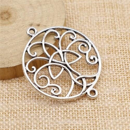 WYSIWYG 2pcs Triquetra Life Tree Connector Charms Connector Handmade Accessories Antique Silver Color 40x49mm