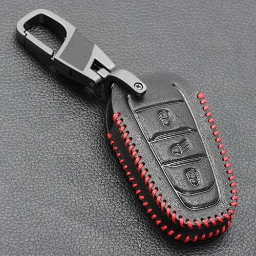 3 Button Remote Fob Protector Leather Key Case Cover For Peugeot 508 408 308 208 2008 3008 4008 RCZ For Citroen C4 CACTUS C5 C6