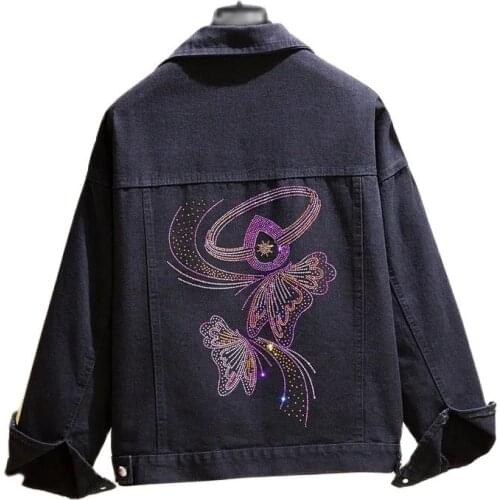 2021 Spring Autumn Tops New Cowboy Coat 80-200 KG Large Size Black Denim Jacket Women Casual Jeans Outwear Female Chaqueta Mujer