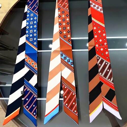 2021Designer Brand Luxury Women Silk Scarf Brand Bag Scarves Women Fashion Design Neckerchief Scarf Hair Accessories Hairband