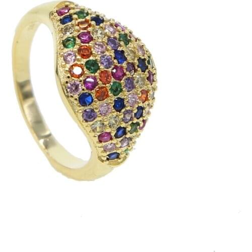 2019 Ring New Arrival Oval cz Cut Design Multicolor & Purple White CZ gold color Ring Size 6 7 8 Fashion Women Jewelry Gift