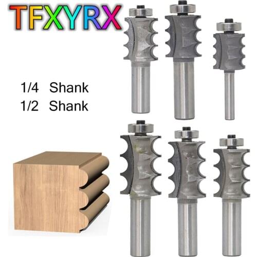 1pc 1/4 1/2 Inch Shank Triple Bead Column Molding Router Bit Milling Tenon Cutter for Wood Woodworking Tools