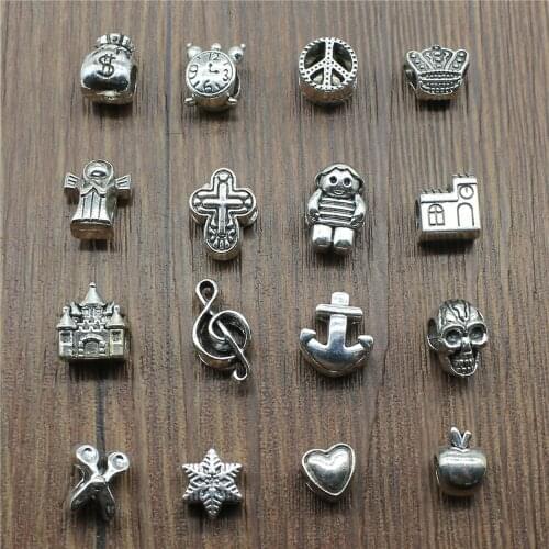 3pcs Antique Silver Color European Big Hole Beads Charm Jewelry Accessories For Bracelet Making