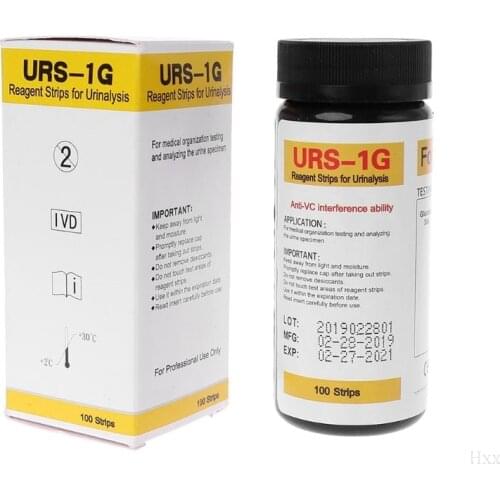 Hiqh quality 100 strips URS-1G Glucose Urine Test Strip Reagent Strip For Urinalysis With Anti-VC Interference Ability