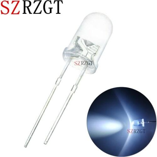 100pcs/lot F5 5mm White Round Water Clear Ultra-Bright LED Light Lamp Emitting Diode