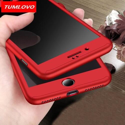 360 Protective Case for iPhone 6 6S 7 8 Plus X 5 5S SE Tempered Glass Front Back Cover Full Body Coverage Protection Capa Coque