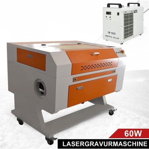 60W CO2 USB Laser Engraving Cutting Machine 700x500mm Engraver Cutter Wood working + Water Chiller CW5000AG