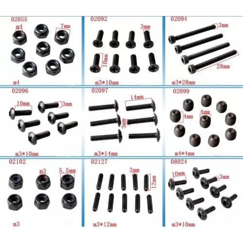 8PCS M3 M4 Screw Head Pan Head Machine Screw Nut 02055 02092 02094 02096 02097 02099 02102 02127 08024 for 1:10 HSP RC Cars
