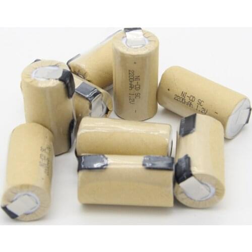 1.2V NICD SC batteries sub C battery 2200mAh akkus akkumulator soldering tape rechargeable flat top nickel sheets welding tabs