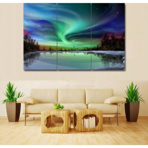 Arctic Green Aurora 3 pcs HD Canvas Painting Modern Home Decoration Living Room Canvas Print Painting Wall Decor Picture