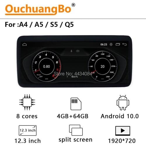 Ouchuangbo 12.3 Inch 4G Car GPS Radio Multimedia Stereo Android 10 Recorder For Audi A4 A5 Q5 With 8 Core 4GB 64GB 1920*720