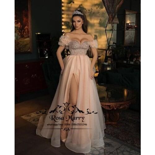 Champagne Plus Size Cheap Prom Dresses 2021 A Line Crystals Beaded Girls Evening Celebrity Pageant Wedding Party Gowns For Women