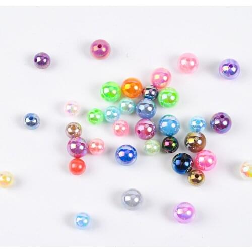 50-100Pcs/Lot 8mm 10mm ABS Glitter Beads DIY Bracelet Accessories Round Loose Spacer Charms Beads For Jewelry Making Supplies
