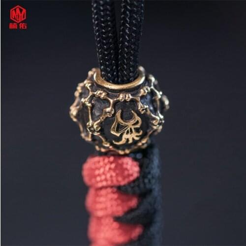 1PC EDC Paracord Beads Skull Meteor Retro Brass Copper Lanyard Pendants Knife Beads Umbrella Rope Cord Necklace Bracelet Beads