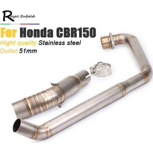 CBR150 Slip-on Motorcycle Exhaust Headers Escape Moto 51mm Front Middle Link Down Pipe Elbow For Honda CBR150 CB150R 2010-2016