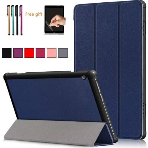 Case Flip Cover for Lenovo Tab M10 TB-X605F TB-X605L 2019 TB-X505F 10.1" PU Leather Tri-fold Slim Smart stand Tablet Case+gift