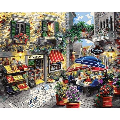 Waltz Marketplace picture painting by numbers cuadros decoracion wall art pictures paint on canvas Coloring by numbers DY399