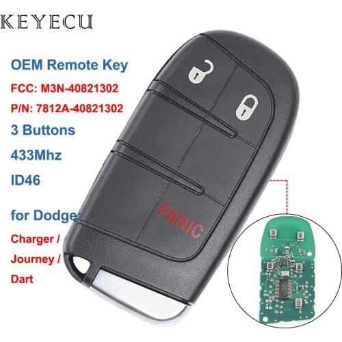 Keyecu OEM Remote Key Fob 3 Buttons 433Mhz ID46 for Dodge Journey Charger Dart 2011 2012 2013 2014 2015 2016 2017 M3N-40821302
