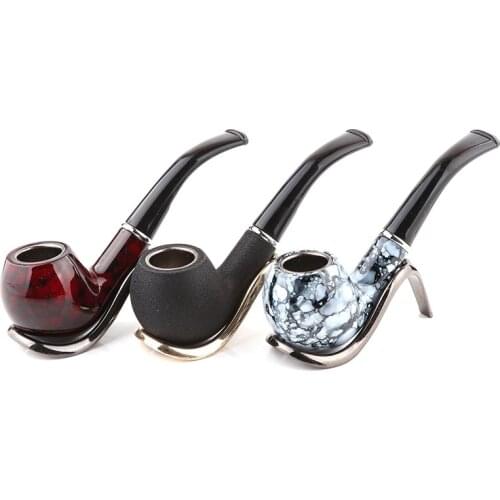 Classic High Quality Wood Grain Smoking Tobacco Pipe Resin Cigar Pipes Smoking Chimney Accessories Smoke Mouthpiece