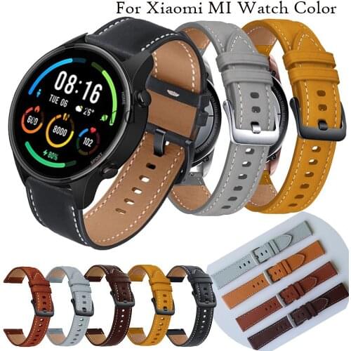 Leather Watchband Strap For Xiaomi MI Watch Color sport Smart Wristband Bracelet For Amazfit GTR 47mm GTR 2 2e Accessories belt