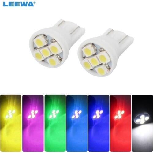 LEEWA 10pcs Car Auto T10 W5W 194 168 1206 5 SMD Wedge LED light Bulbs DC12V 7-Color White,red,blue,green,yellow,pink,ice blue