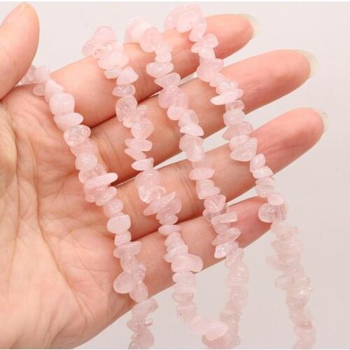2021 Hot Sale New Natural Semi-precious Faceted Stone Gravel Beads Rose QuartzFor DIY Necklace Bracelet Making Jewelry Gift 40cm