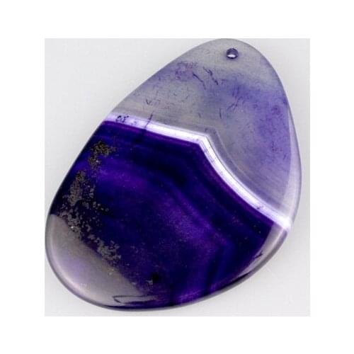 Hotsale 1pcs 55x38mm Purple Natural Stone Charms Beads For Jewelry Making Cute Striped Pendant Necklace DIY Beads