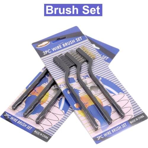 URANN 3pcs/set 7" 180mm Mini Wire Brush Steel Brass Set Nylon Cleaning Polishing Detail Metal