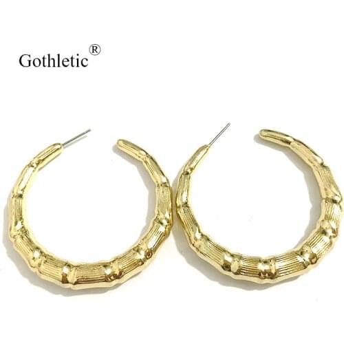 Gothletic 50MM Bamboo Hoop Earrings for Women Brincos Fashion Jewelry 2019