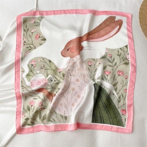 Fashion Scarf For Women Printing Silk Satin Hair Scarves Headscarf 70cm Square Neckerchief Headband Scarves For Ladies FJ569