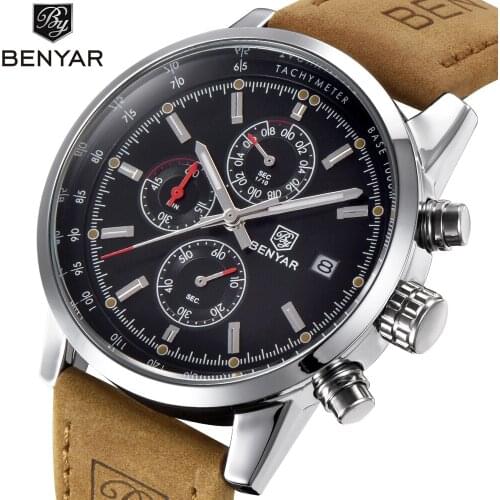2018 Top Brand BENYAR Fashion Chronograph Sport Mens Watches Luxury Quartz Watch Reloj Hombre Clock Male hour relogio Masculino