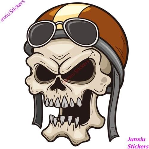 Personality Car Stickers Aviator Skull Bumper Motorcycle Laptop Windshield Funny Cover Scratches Decals Accessories KK 10*7cm