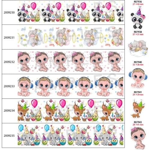New Baby Character Printed 5 Yards 25mm/38mm/50mm/75mm Grosgrain/Satin Ribbon ,Planar Resin 30Pcs/lot