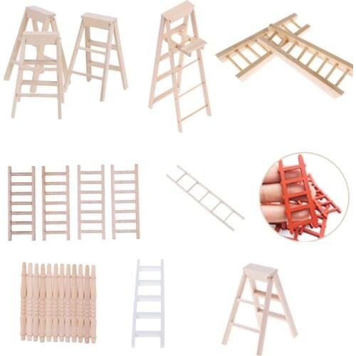 New 1:12 Dollhouse Miniature Furniture Handmade Wooden Ladder Fairy Door For Kid Magic Tooth Fairy Doll Accessories