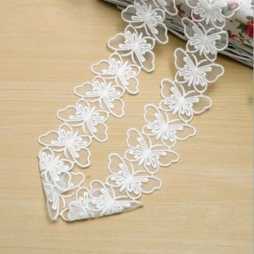 NEW 2 Yards knitting embroidery butterfly lace Trim curtains/clothes/bag DIY Sewing
