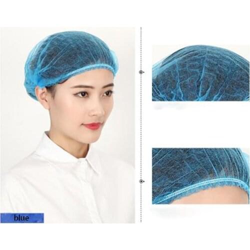 100Pcs Disposable Hair Hat Anti Dust Net Bouffant Cap Non-Woven Head Cover Hat