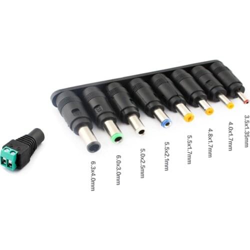 AC To DC Power Adapter Universal 8 Plug Tips Connectors DC Power connector Laptop 5.5*2.5 2.1 1.7 MM DC Female Connect LED Strip
