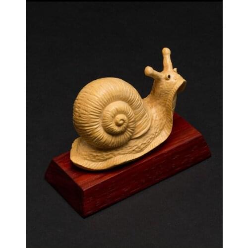 Manual Real statue Wood carved wood home living room engraving crafts cute animal ornaments snail hand carving Animal Gift Decor