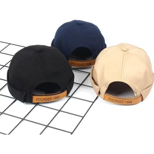Adjustable Skullies Beanie Cap Solid Brimless Hat Womens Street Dance Hip-hop Cap Breathable Dome Melon Cap Letter Beret Unisex