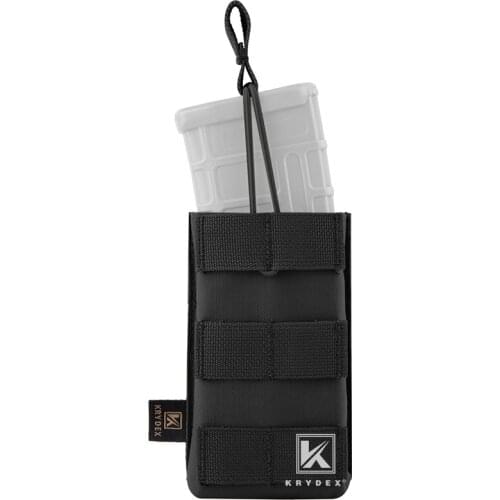KRYDEX Tactical Modular 5.56 .223 Magazine Pouch For Rifle Military Shooting MOLLE Open Top Magazine Pouch Carrier Black