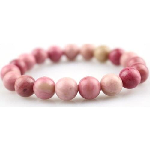 Trending 8mm Rhodochrosite Natural Stone Bracelet Pink Stone Bead Bracelets Fashion Jewelry For Girls Men Friends Gift 2019