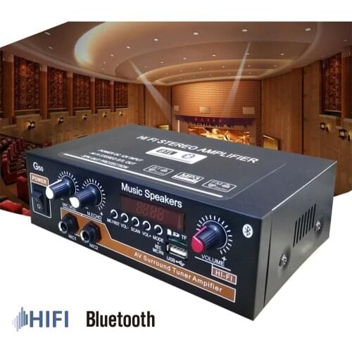 20W+20W HIFI 2CH Audio Power Amplifier 110/220V Sound System Audio Mini Amplifier FM USB SD bluetooth amplifiers