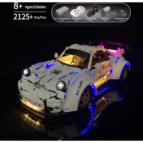 In Stock QC016 High-Tech Roadster Widebody Super Racing Car Motoried Assembly Building Blocks Electric Bricks Kids Christmas Toy