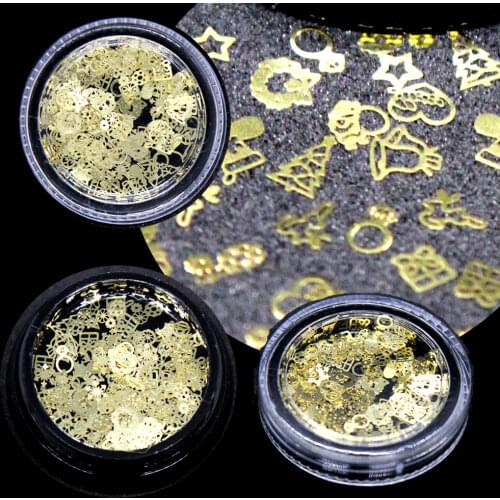 Hollow Out Gold Nail Glitter Sequins Nail Rhinestone Small Irregular 3D Nail Art Decoration for Nail Arts In Wheel Accessories